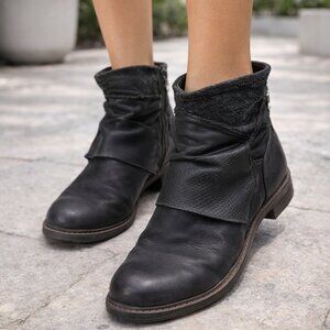 A.S.98 Black Leather Slouchy Ankle Boots - EU 38 (US 7.5-8)